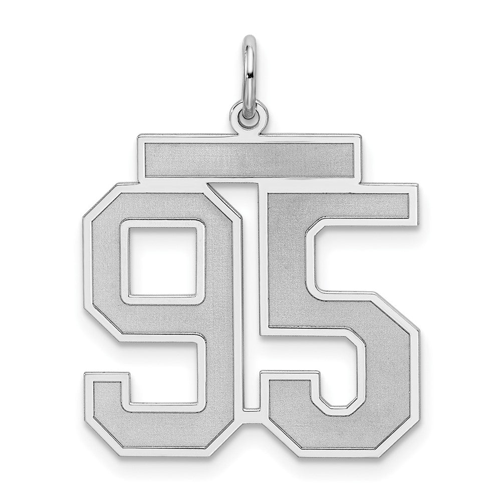 Sterling Silver/Rhodium-plated Satin Number 95 Charm, 25 x 21 mm