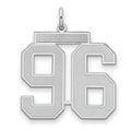 Sterling Silver/Rhodium-plated Satin Number 96 Charm, 25 x 21 mm