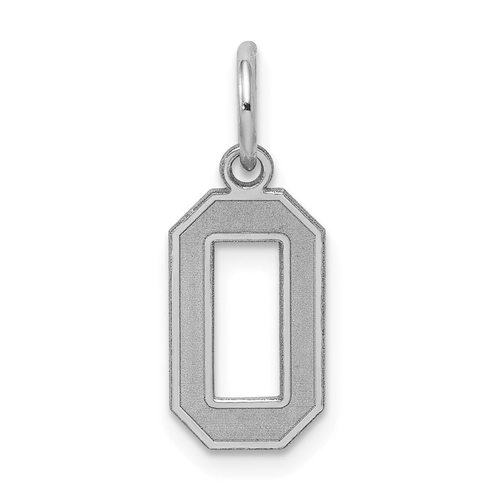 Sterling Silver/Rhodium-plated Satin Number 0 Charm, 19 x 7 mm