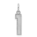 Sterling Silver/Rhodium-plated Satin Number 1 Charm, 19 x 7 mm