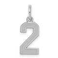 Sterling Silver/Rhodium-plated Satin Number 2 Charm, 19 x 7 mm