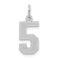 Sterling Silver/Rhodium-plated Satin Number 5 Charm, 19 x 7 mm