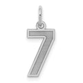 Sterling Silver/Rhodium-plated Satin Number 7 Charm, 19 x 7 mm