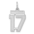 Sterling Silver/Rhodium-plated Satin Number 17 Charm, 19 x 14 mm