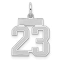 Sterling Silver/Rhodium-plated Satin Number 23 Charm, 19 x 14 mm