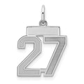 Sterling Silver/Rhodium-plated Satin Number 27 Charm, 19 x 14 mm