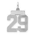 Sterling Silver/Rhodium-plated Satin Number 29 Charm, 19 x 14 mm