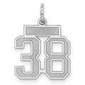Sterling Silver/Rhodium-plated Satin Number 38 Charm, 19 x 14 mm