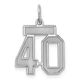 Sterling Silver/Rhodium-plated Satin Number 40 Charm, 19 x 14 mm