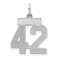 Sterling Silver/Rhodium-plated Satin Number 42 Charm, 19 x 14 mm