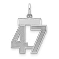 Sterling Silver/Rhodium-plated Satin Number 47 Charm, 19 x 14 mm
