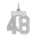 Sterling Silver/Rhodium-plated Satin Number 48 Charm, 19 x 14 mm