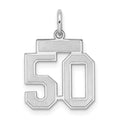 Sterling Silver/Rhodium-plated Satin Number 50 Charm, 19 x 14 mm