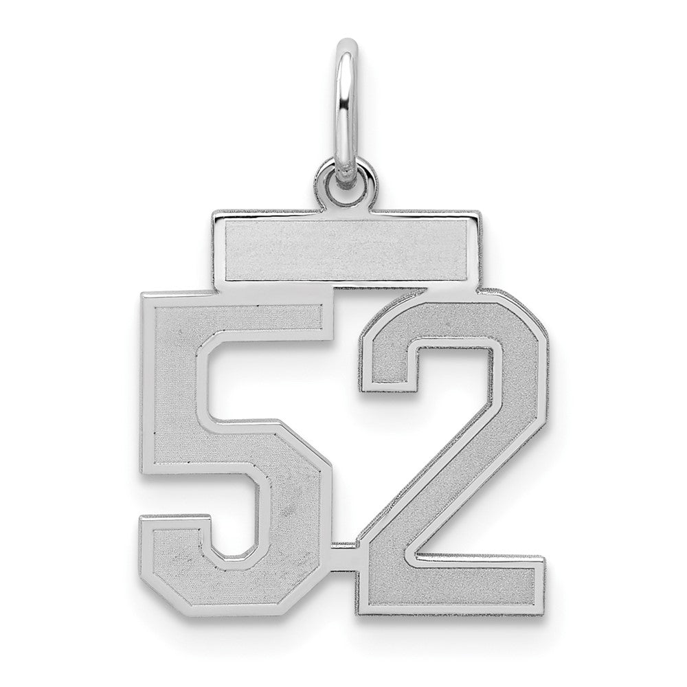 Sterling Silver/Rhodium-plated Satin Number 52 Charm, 19 x 14 mm