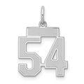 Sterling Silver/Rhodium-plated Satin Number 54 Charm, 19 x 14 mm