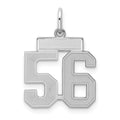 Sterling Silver/Rhodium-plated Satin Number 56 Charm, 19 x 14 mm