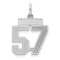 Sterling Silver/Rhodium-plated Satin Number 57 Charm, 19 x 14 mm