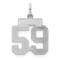 Sterling Silver/Rhodium-plated Satin Number 59 Charm, 19 x 14 mm