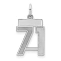 Sterling Silver/Rhodium-plated Satin Number 71 Charm, 19 x 14 mm