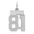 Sterling Silver/Rhodium-plated Satin Number 81 Charm, 19 x 14 mm