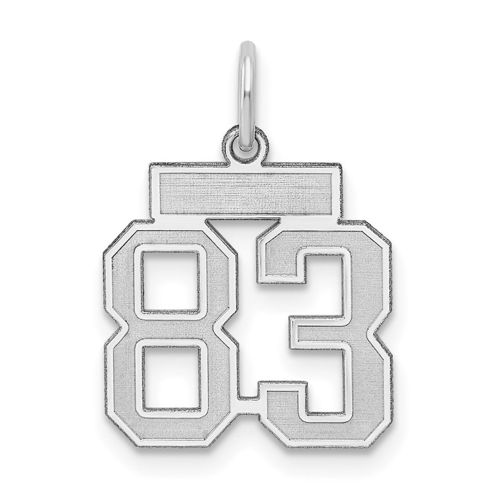 Sterling Silver/Rhodium-plated Satin Number 83 Charm, 19 x 14 mm