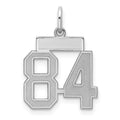 Sterling Silver/Rhodium-plated Satin Number 84 Charm, 19 x 14 mm