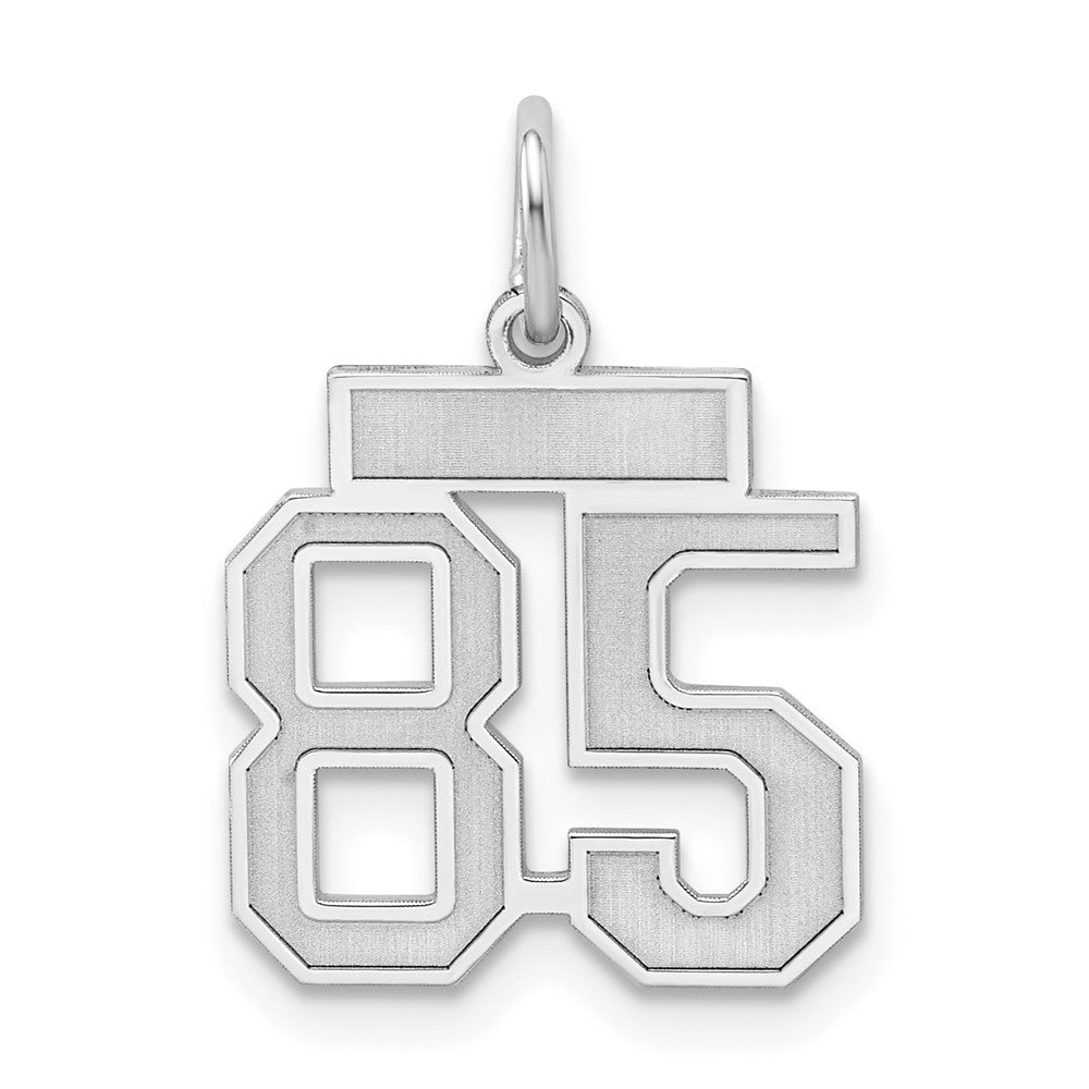 Sterling Silver/Rhodium-plated Satin Number 85 Charm, 19 x 14 mm