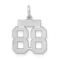 Sterling Silver/Rhodium-plated Satin Number 88 Charm, 19 x 14 mm