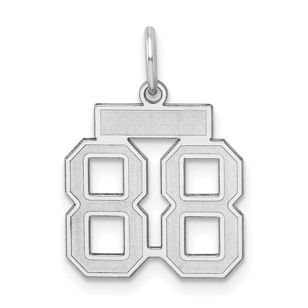 Sterling Silver/Rhodium-plated Satin Number 88 Charm, 19 x 14 mm