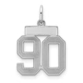 Sterling Silver/Rhodium-plated Satin Number 90 Charm, 19 x 14 mm