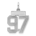 Sterling Silver/Rhodium-plated Satin Number 97 Charm, 19 x 14 mm