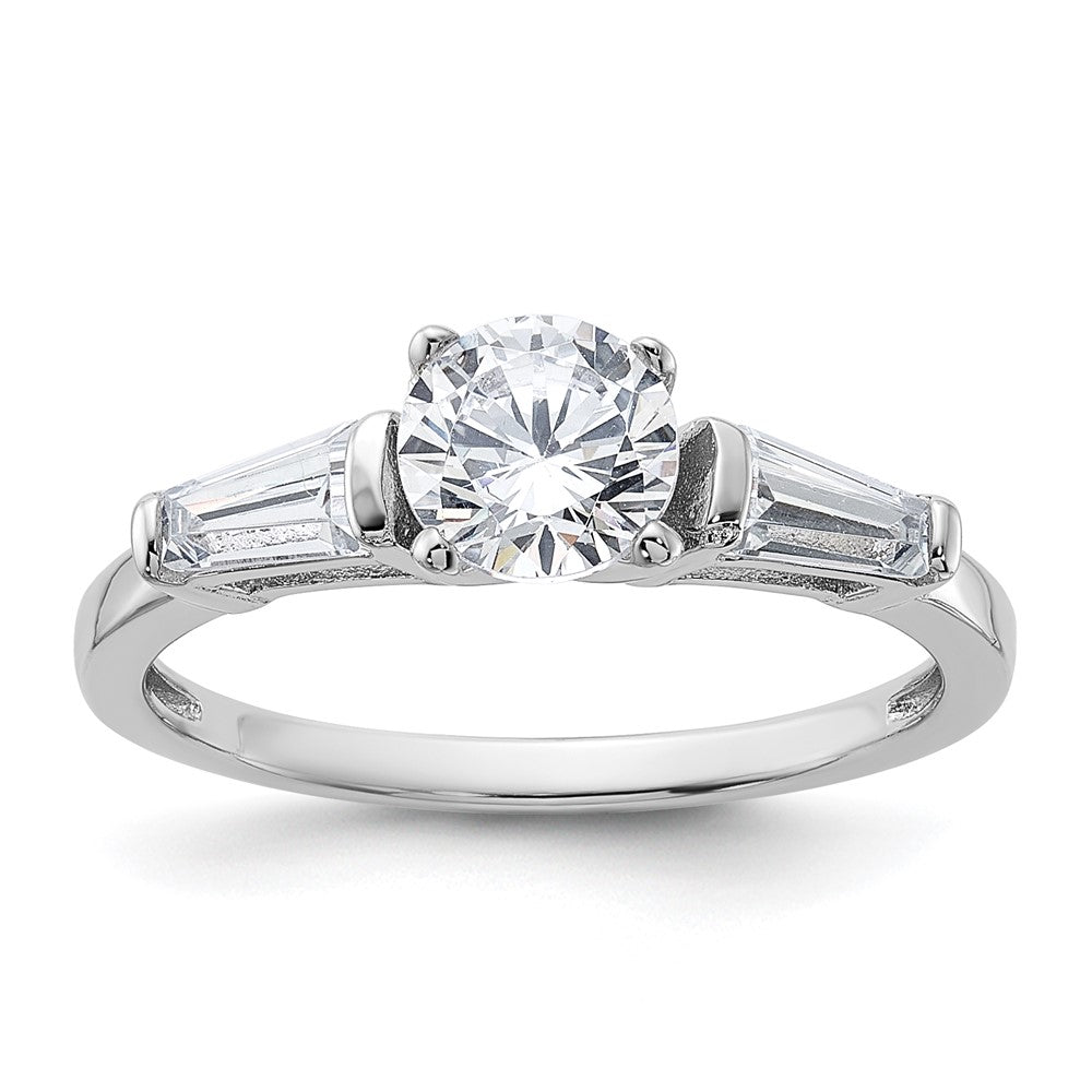 Sterling Silver Rhodium-plated CZ Ring, Size 7, 3.05 g