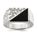 Sterling Silver Rhodium-plated Men's Onyx Ring, Size 11