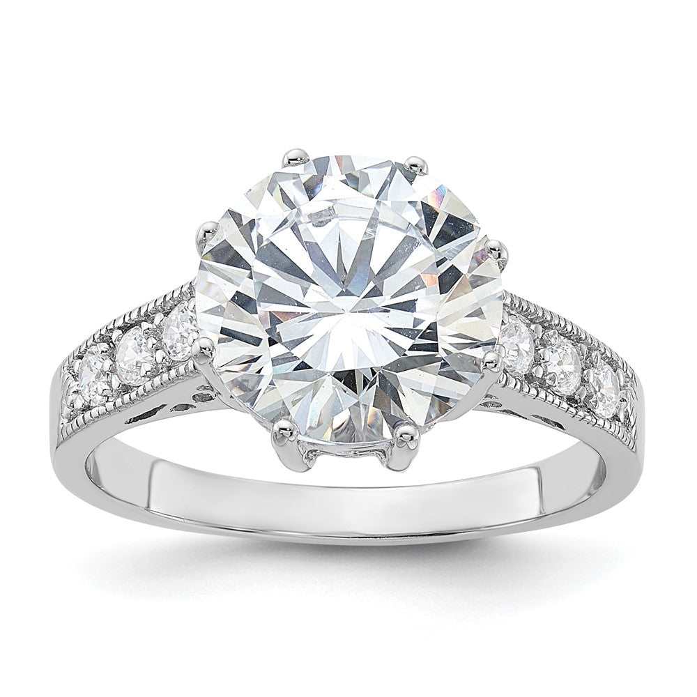 Sterling Silver Rhodium-plated CZ Ring, Size 7, 2.73 g