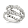 Sterling Silver CZ Captured Heart Ring, Size 6