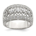 Sterling Silver Rhodium-plated Polished CZ Vintage Ring, Size 6