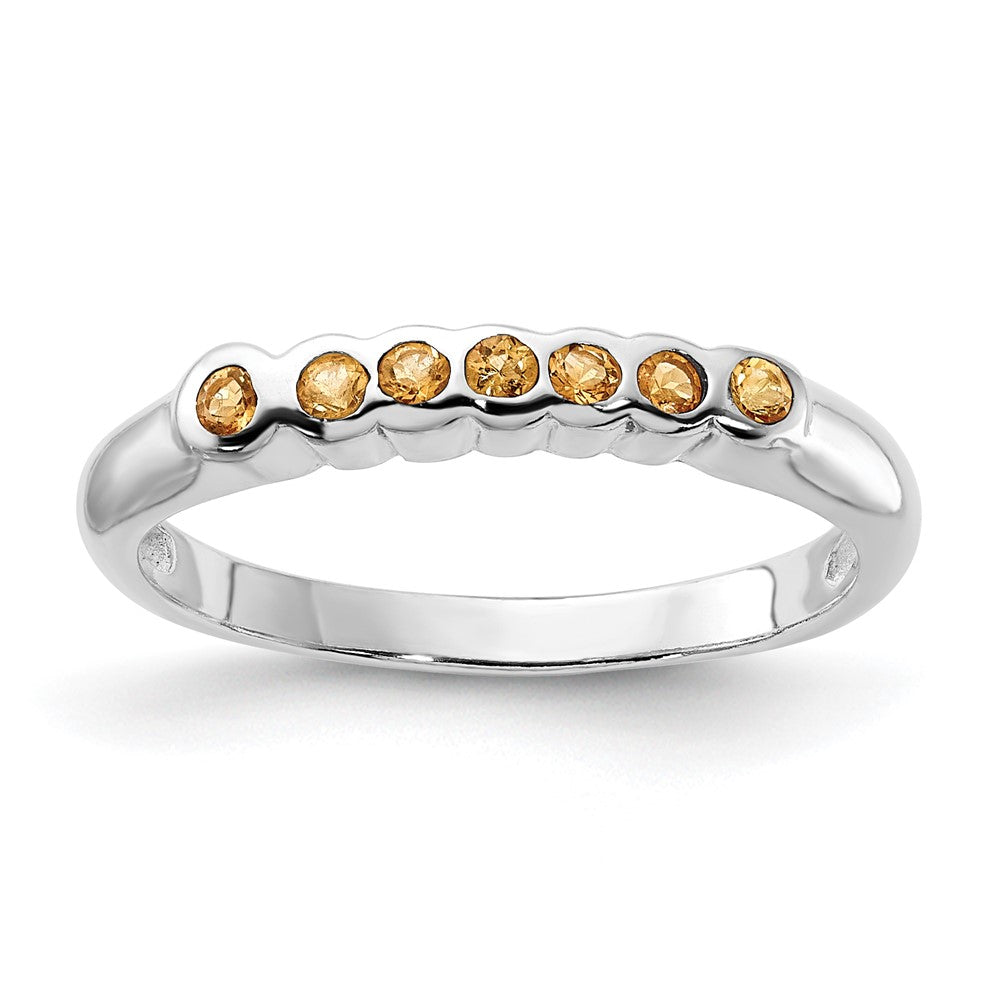 Sterling Silver Polished Yellow CZ Ring, Size 8