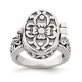Sterling Silver Antiqued Oval Locket Ring, Size 7, 17.5 mm