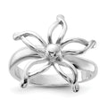 Sterling Silver Polished Flower Ring, Size 6, 18.8 mm