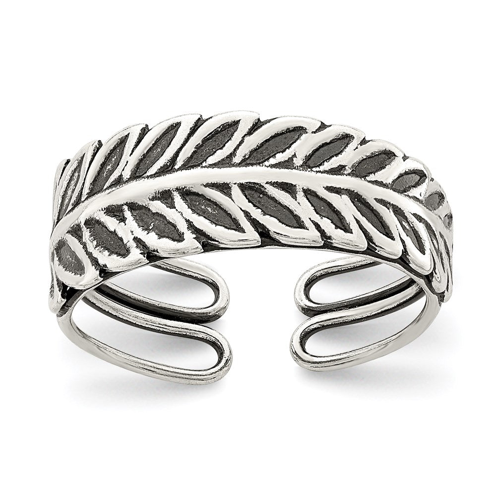 Sterling Silver Antiqued Fancy Toe Ring, 6 mm