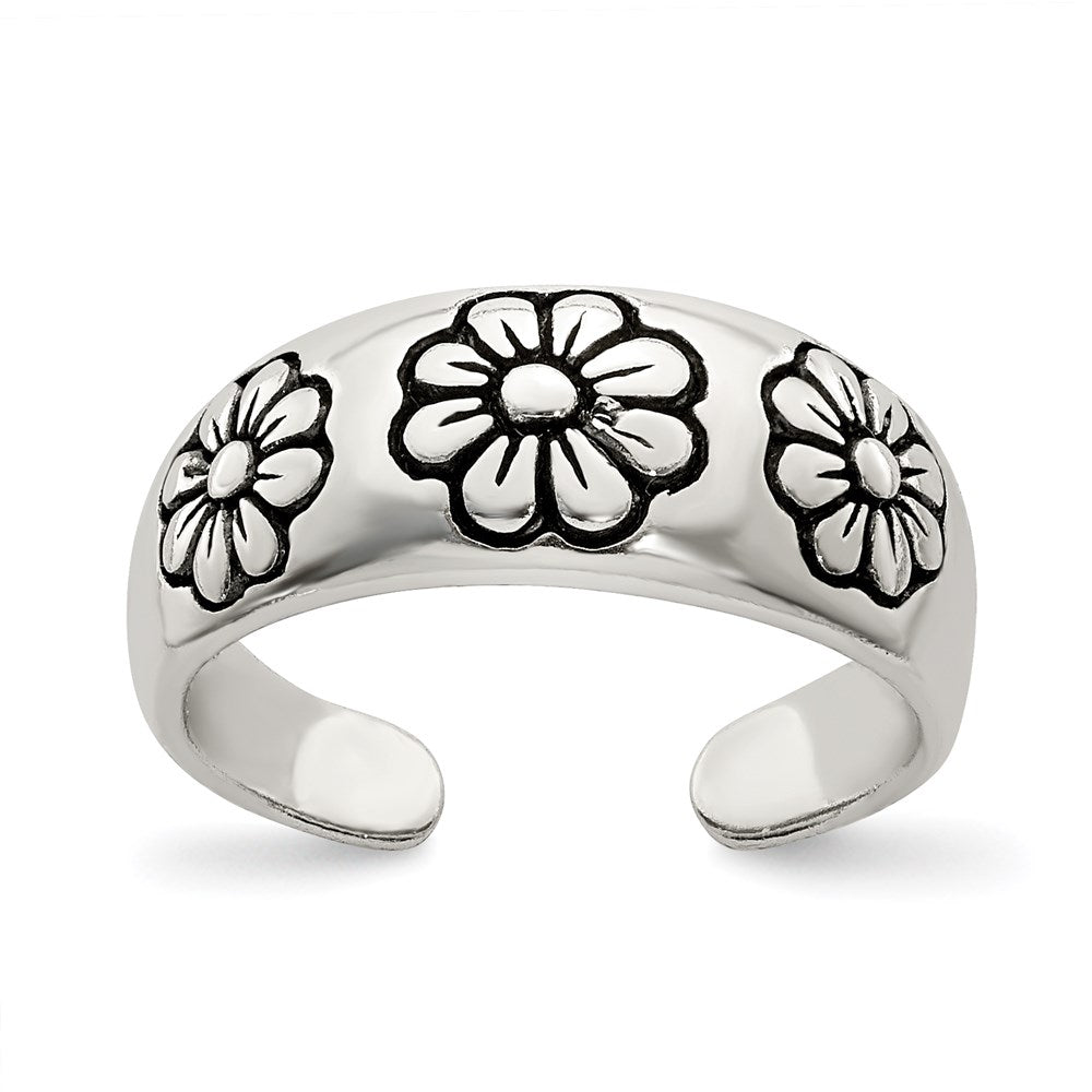 Sterling Silver Antiqued Toe Ring, 7 mm