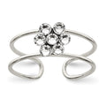 Sterling Silver CZ Flower Toe Ring, 5 mm