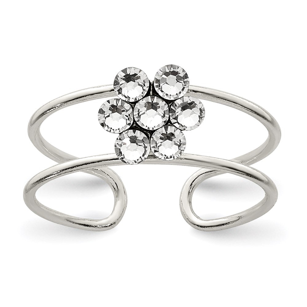 Sterling Silver CZ Flower Toe Ring, 5 mm