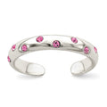 Sterling Silver Pink CZ Toe Ring, 3 mm