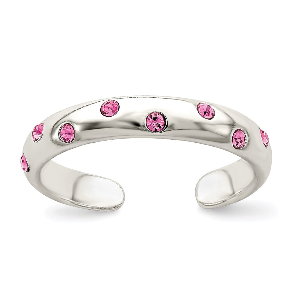 Sterling Silver Pink CZ Toe Ring, 3 mm