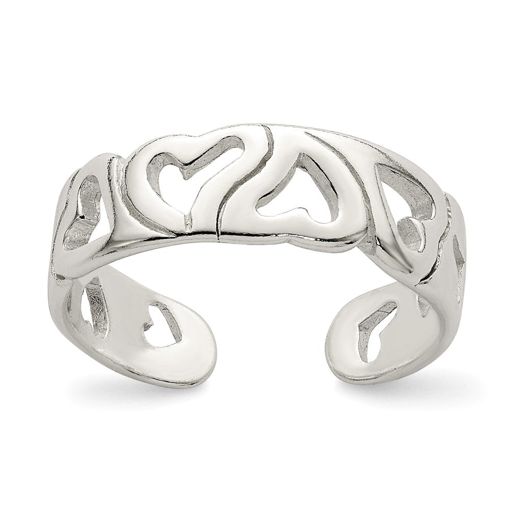 Sterling Silver Heart Toe Ring, 5 mm