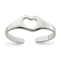 Sterling Silver Heart Toe Ring, 2 mm