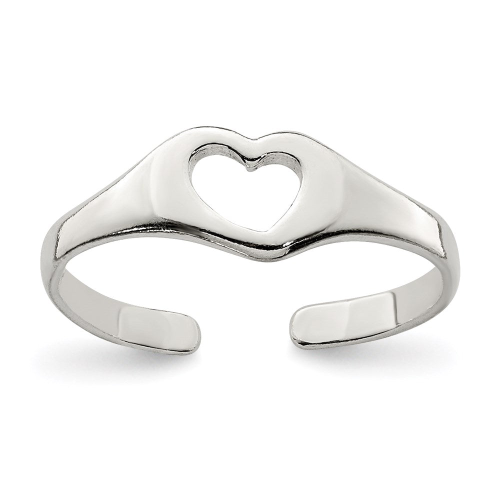 Sterling Silver Heart Toe Ring, 2 mm