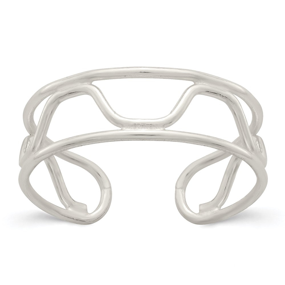 Sterling Silver Wave Toe Ring, 7 mm