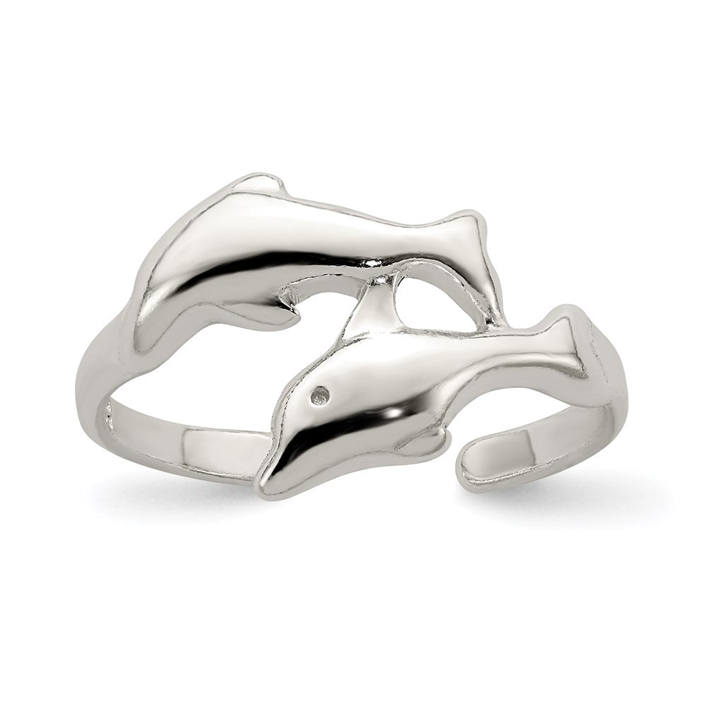 Sterling Silver Dolphin Toe Ring, 2 mm